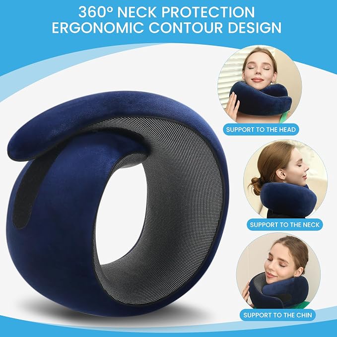 Neck Pillow, Travel Pillow uses Memory Foam to Support Neck Comfort, Ideal - Image 2