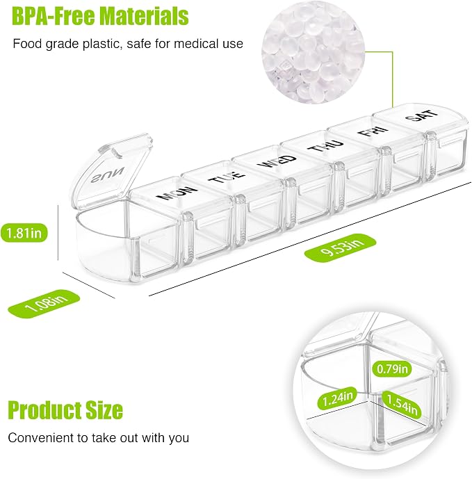 Extra Large Pill Organizer 3 Pack, XL Pill Box 7 Day, Weekly Pill Case - Image 6