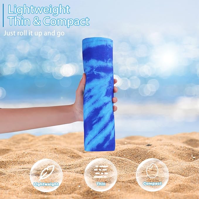 2 Pack Microfiber Thin Lightweight Beach Towel Oversized 71x32 Extra Large Sand - Image 2