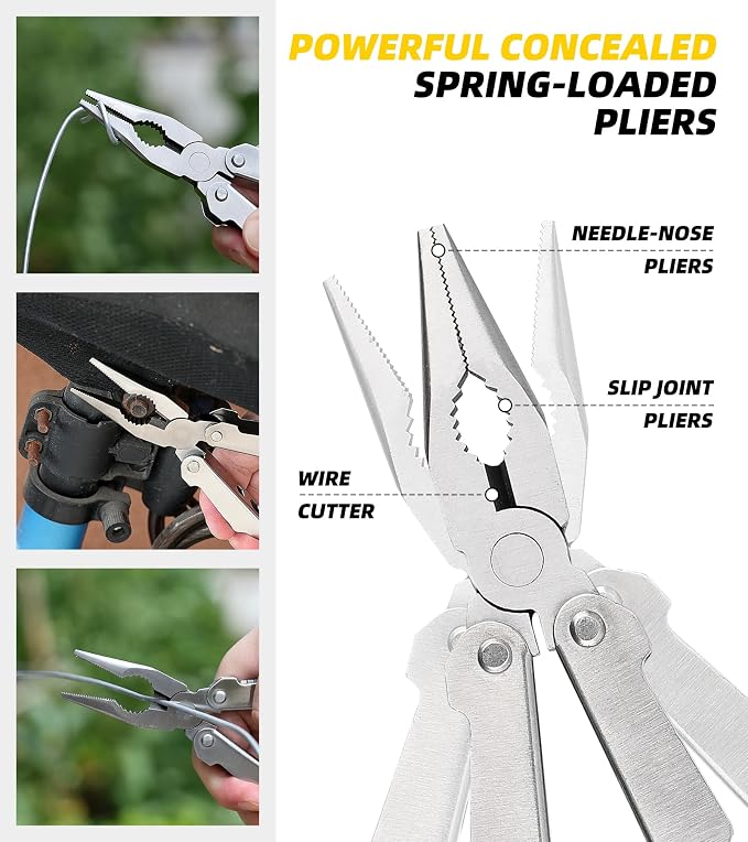 21-in-1 Multitools Needle Nose Pliers, Pocket Knife, Screwdriver, Bottle and - Image 3