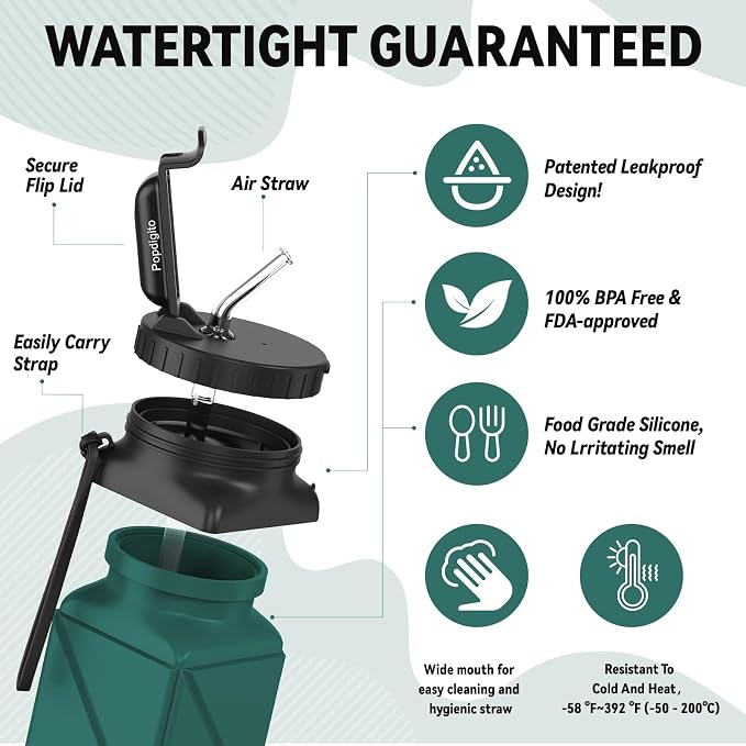 Collapsible Water Bottles 20.6oz Foldable Water Bottle BPA Free Reusable - Image 6