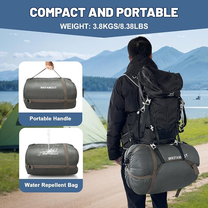 Double Sleeping Bag for Adults Machine Washable 2 Person Camping Sleeping Bag - Image 7