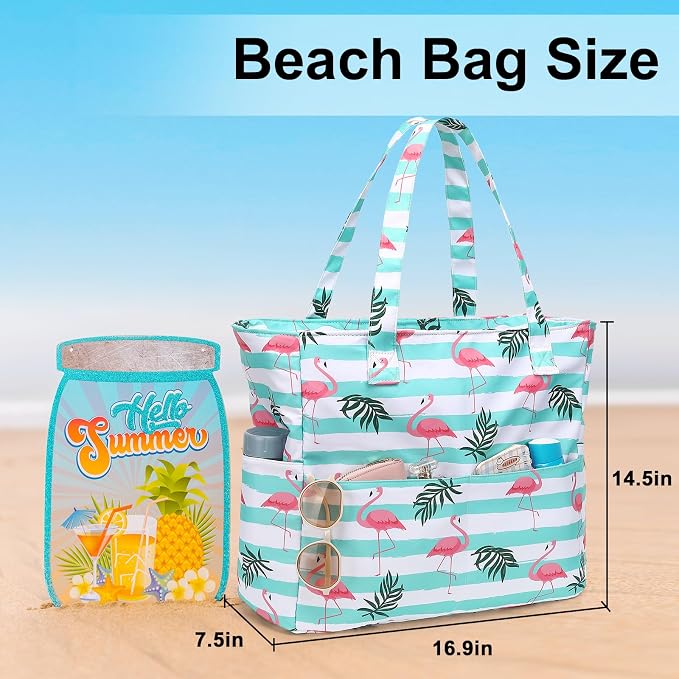 LEDAOU Beach Bag Waterproof Sandproof Women Tote Bag Pool Bag - Image 5