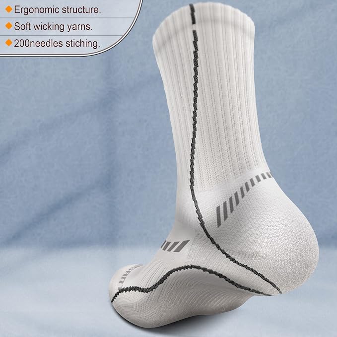BULLIANT Compression Socks for Men 6Pairs, Athletic Crew Socks Cushioned For - Image 2