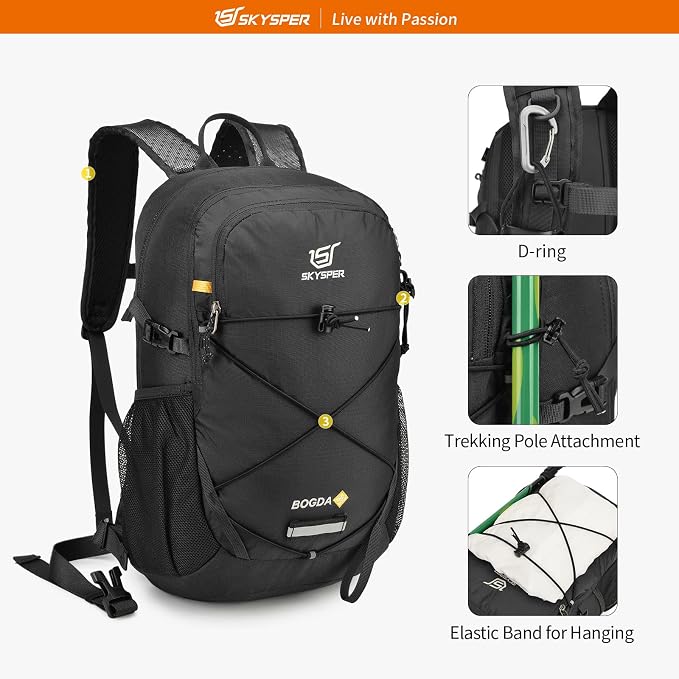SKYSPER Small Hiking Daypack, 20L Lightweight Travel Backpacks Day Hike Pack - Image 6