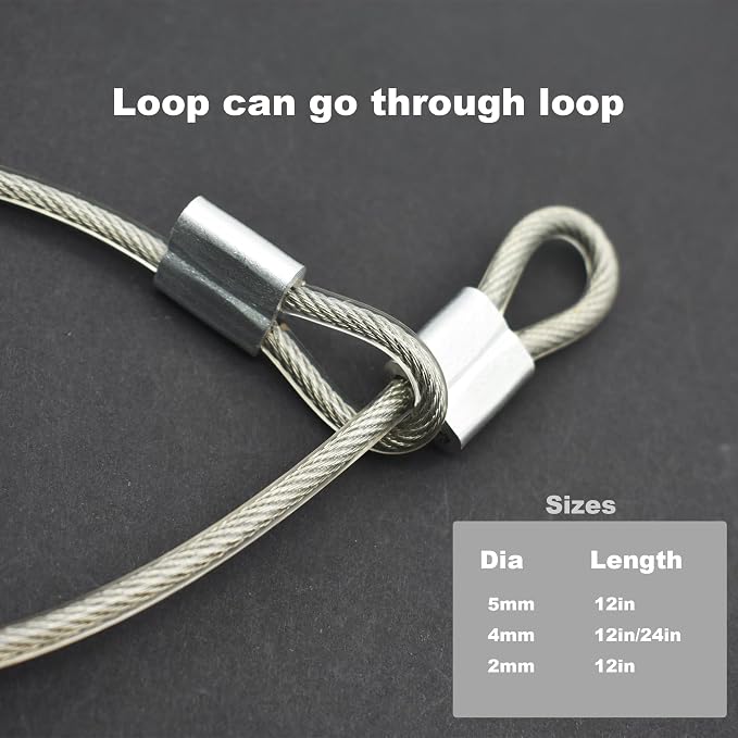 10 Pcs 2mm Wire 12 inch Vinyl Coated Stainless Steel Cable - Image 2