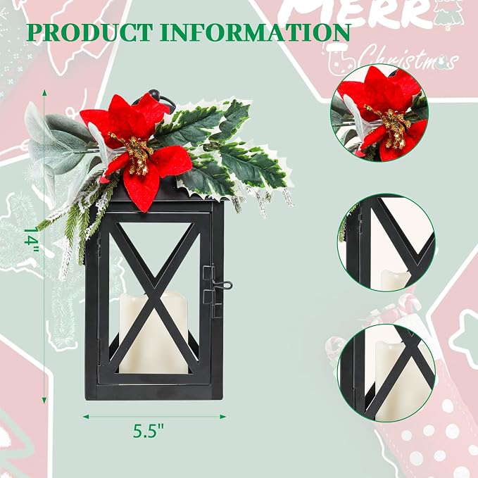 Christmas Lantern Outdoor Deror 13", 2 Pack Waterproof LED Hanging Decorative - Image 4