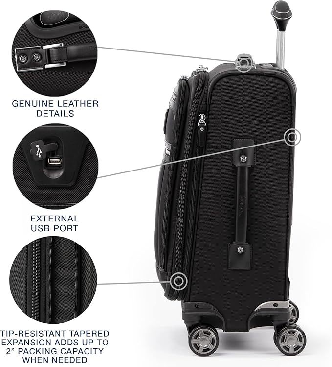 Travelpro Platinum Elite Softside Expandable Carry on Luggage, 8 Wheel Spinner - Image 4