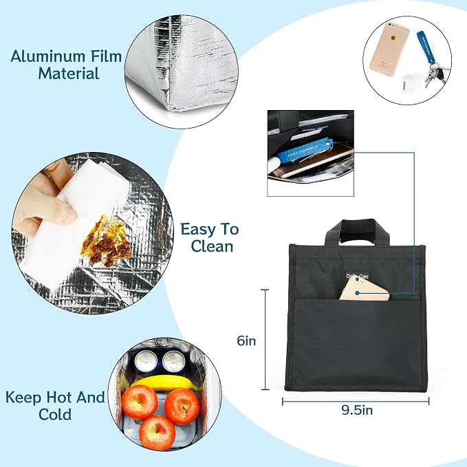 Della Gao Insulated Lunch Bag for Women Men, Waterproof Small Lunch Tote Lunch - Image 6
