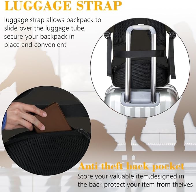 MATEIN Travel Laptop Backpack, Slim Sturdy College Laptops Backpack - Image 6