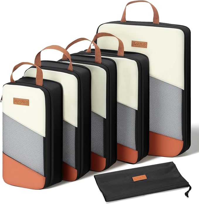 Packing Cubes for Travel, Compression 6 Set Organizer Bags for Women by Lekespring