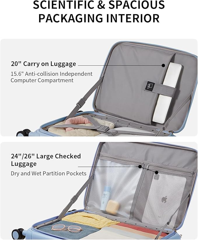 aji Expandable Top Open 26 Inch Checked Luggage - Image 5