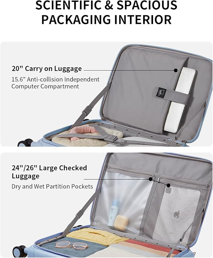 aji Expandable Top Opening Carry On Luggage Airline Approved, 20 Inch - Image 5