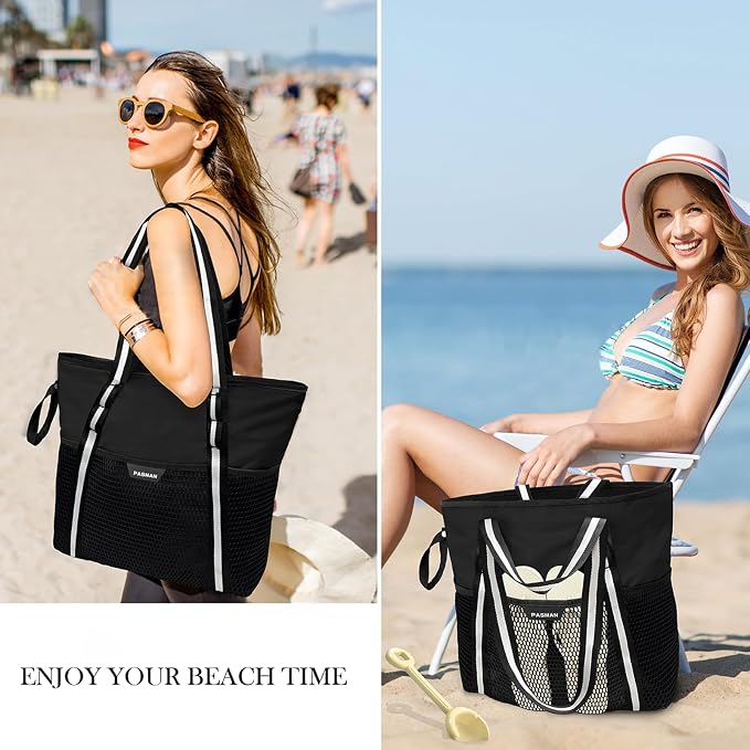 Beach Bag with Zipper - Image 6