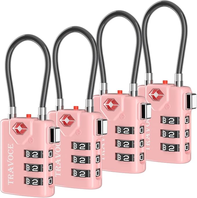 Search Alert TSA Approved Travel Combination Luggage Cable Locks by TRAVOCE