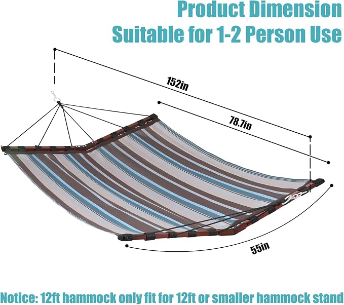 TegerDeger 12FT 2 Person Hammock Large Hammock Quick Dry 450LB Capacity - Image 6