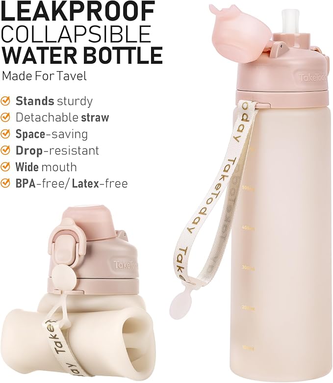 TakeToday Collapsible Water Bottles 20oz, Leak Proof, Foldable Silicone Travel - Image 4