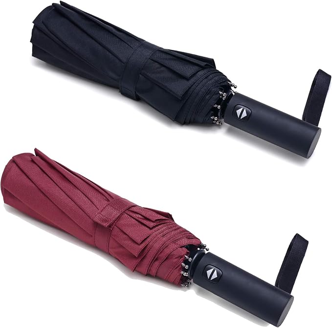 PFFY 2 Packs Travel Umbrella Windproof Auto Open & Close Collapsible Folding by PFFY