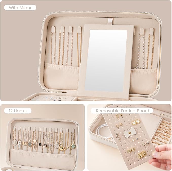Lolalet Travel Jewelry Case for Women, Travel Jewelry Organizer Box - Image 6