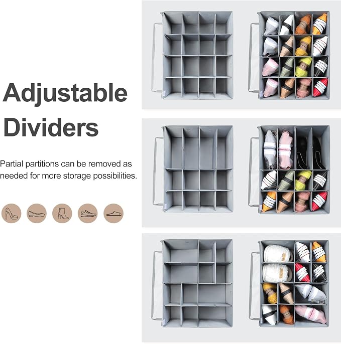 Shoe Organizer for Closet 2 Pack, Foldable Shoe Box - Image 4