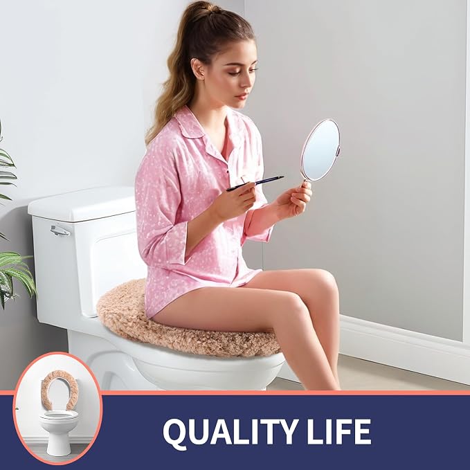 Microfiber Elongated Toilet Seat Cover 19.5"x 15" Machine Washable Solid Toilet - Image 6