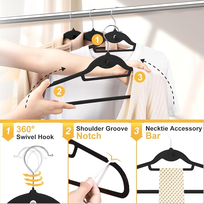 Velvet Felt Stackable Hangers 50 Pack, Non Slip, - Image 4