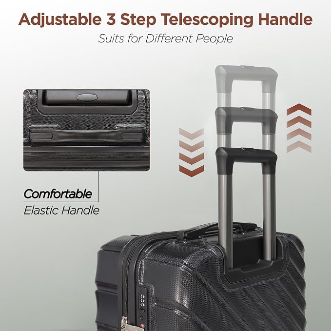 Hardshell Luggage Sets 3 Piece ABS+PC Travel Suitcase Hard Sided Luggage - Image 3