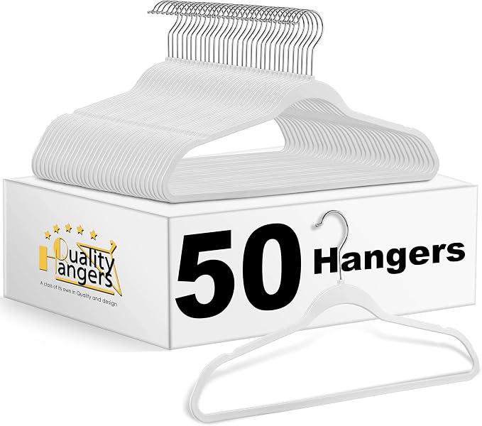 Quality Hangers 50 Pack Non-Velvet Plastic Hangers by QualityHangers