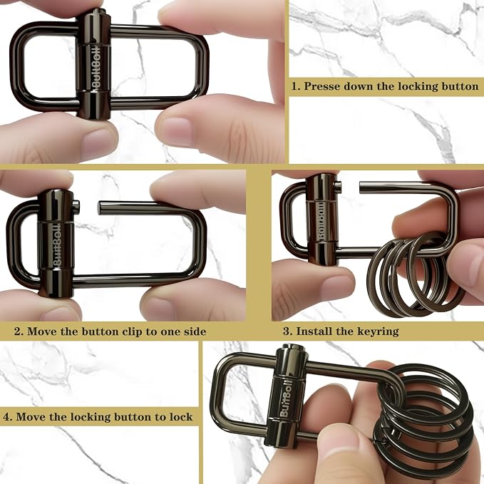 Key Chain, Heavy Duty Lock Key Ring Keychain Clip Key Holder Organizer - Image 3