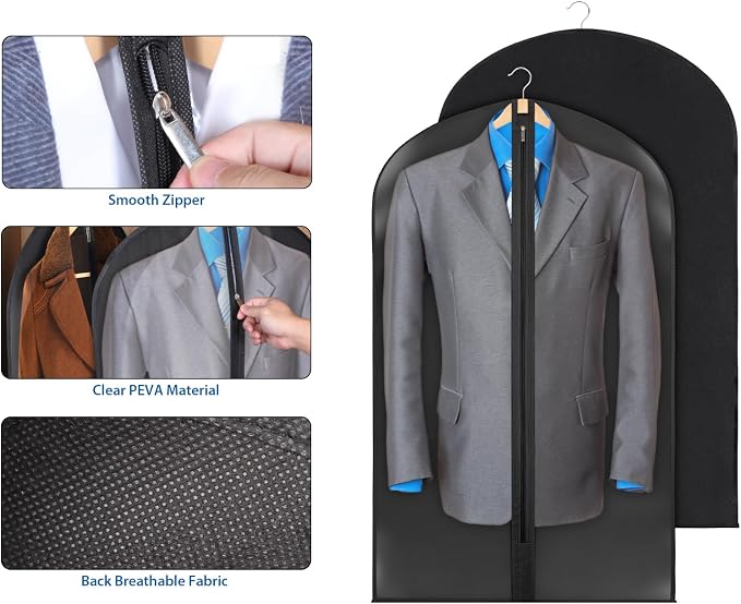 Zilink 43" Garment Bags for Hanging Clothes Clear Suit Bags for Closet Storage - Image 3