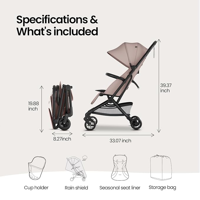 Mompush Velo Lightweight Travel Stroller – One-Hand Fold, Ultra-Compact & - Image 9