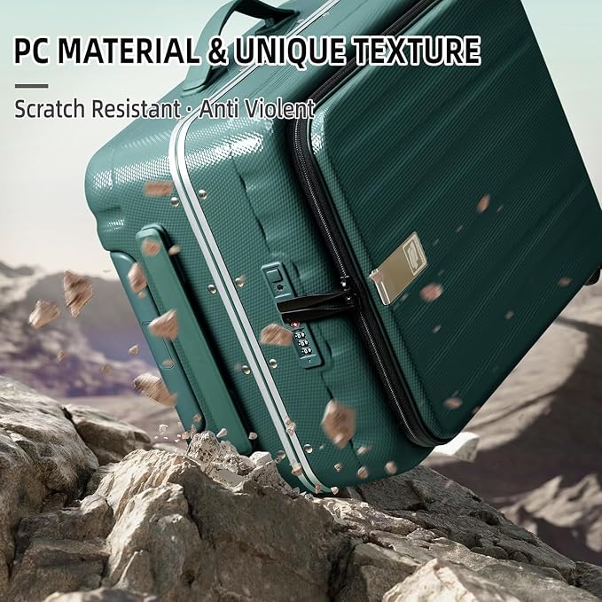 Hanke 20 Inch Carry On Luggage Aluminum Frame Front Opening Rolling Suitcase PC - Image 7