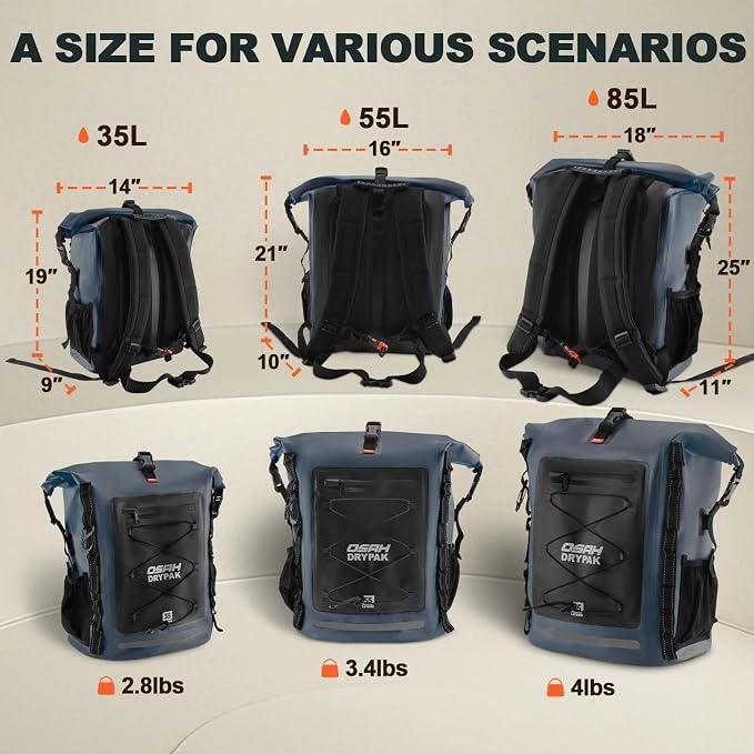 Waterproof Backpack Dry Bag 35L/55L/85L – Heavy Duty Roll-Top Hiking Backpack - Image 2