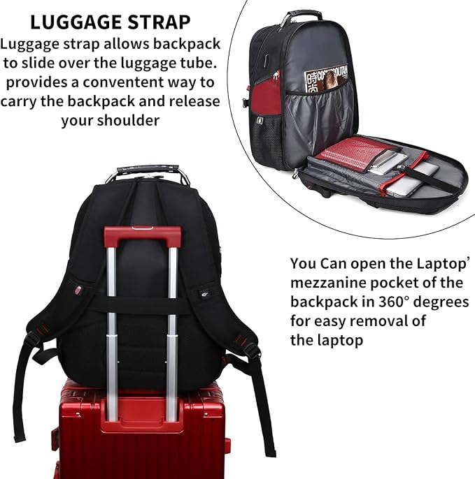 SHRRADOO Extra Large 50L Travel Laptop Backpack - Image 4
