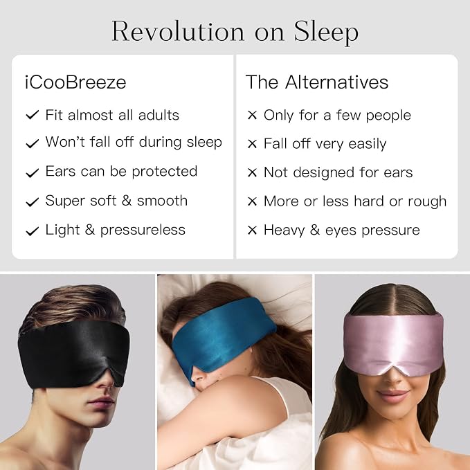 100% Natural Silk Eye Mask for Women Men, Soft Pressureless Cooling Blackout - Image 4