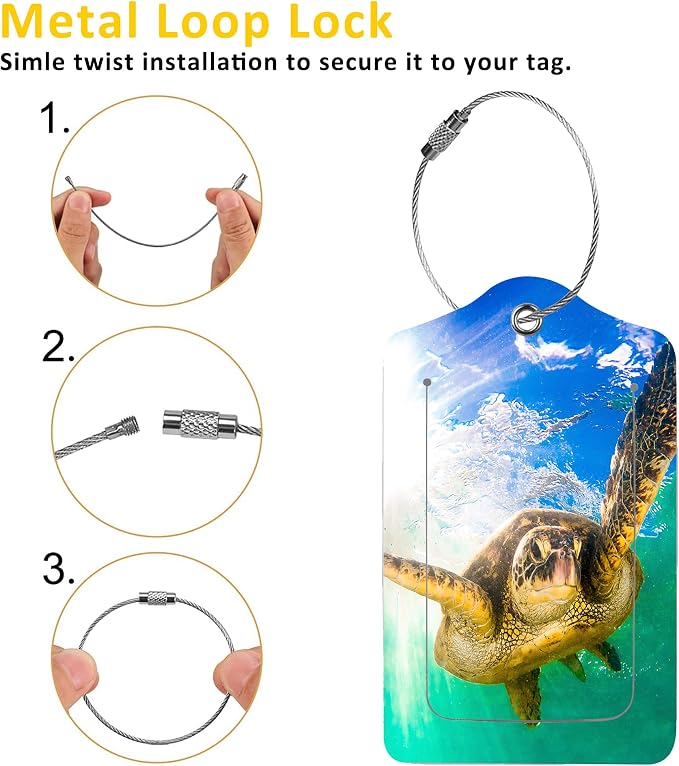 2 Pack Hawaiian Green Sea Turtle Luggage Tags - Image 3