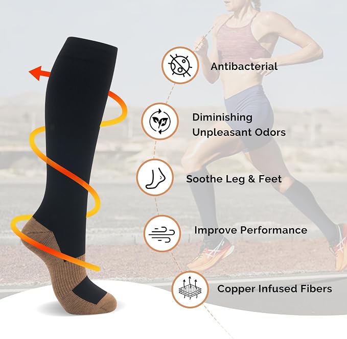 Compression Socks for Women Men Circulation Knee High 8 Pairs for Nurses - Image 4