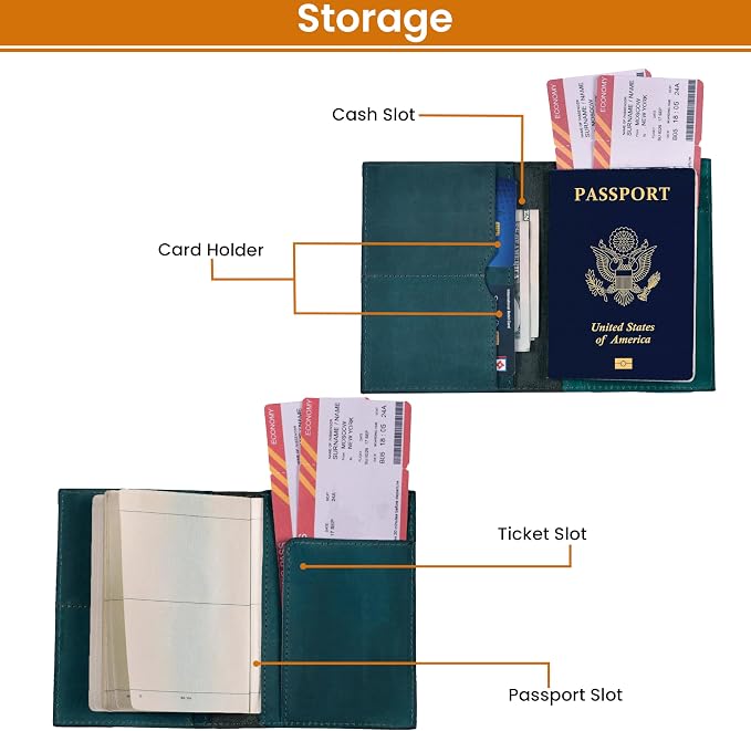 LEATHER VILLAGE Leather Passport Holder Cover – Travel Wallet - Image 2