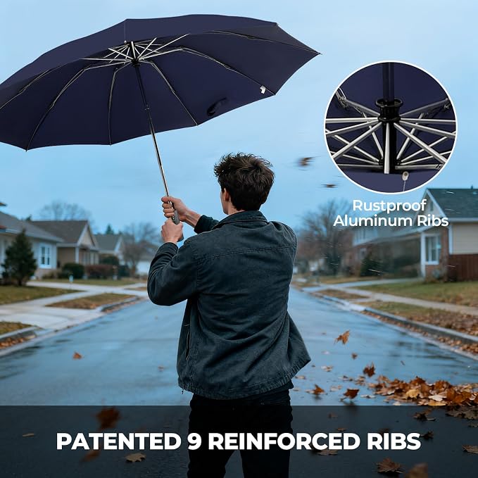LLanxiry Compact Travel Umbrella, Mini Windproof Umbrellas - Image 3