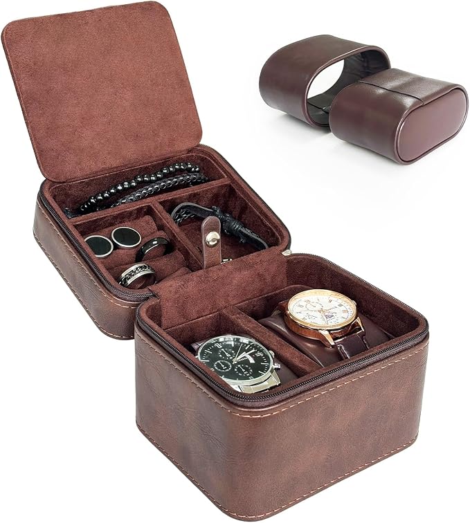 TSA-Friendly 2 Slot Watch Travel Case by EverWinSR