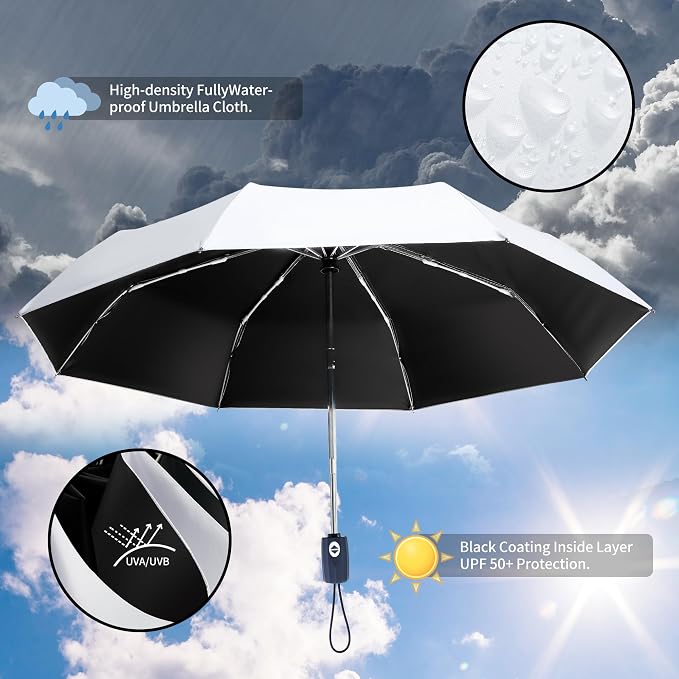 Color Glue Coating Sun Umbrella UV Protection Compact Folding Windproof - Image 3