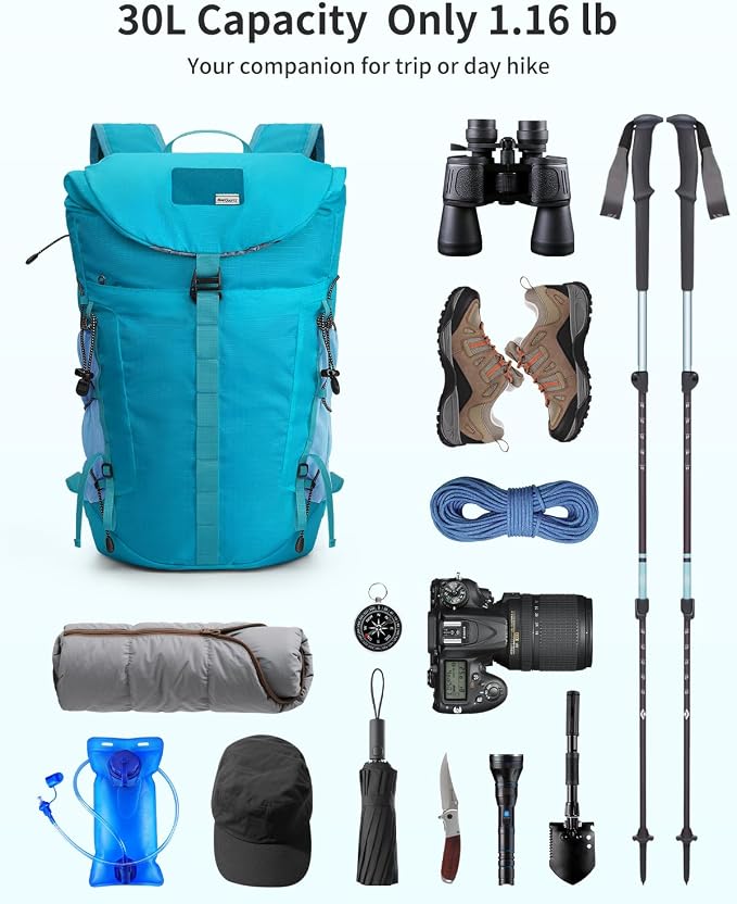 Blue Quartz Hiking Backpack 30L Lightweight Packable Backpack - Image 2