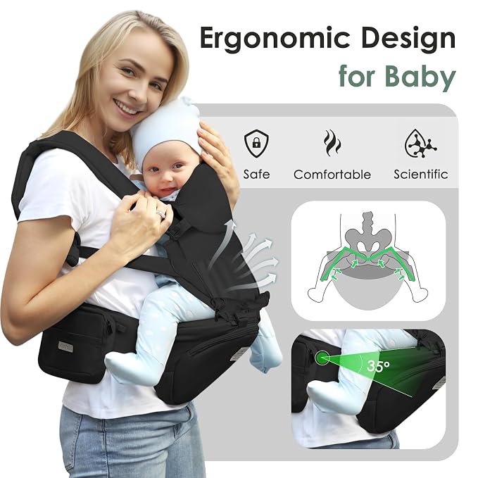 FRUITEAM Baby Carrier Newborn to Toddler 6 in 1 Hip Waist Stool - Image 3
