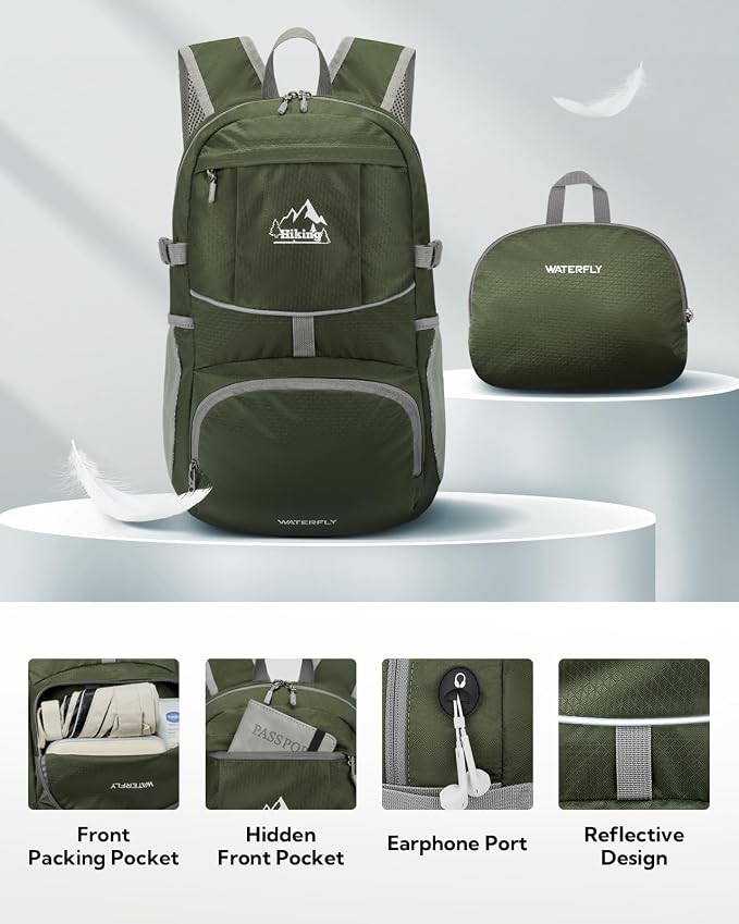 WATERFLY Hiking Foldable Daypack Backpack: 25L Ultra Lightweight Packable - Image 3