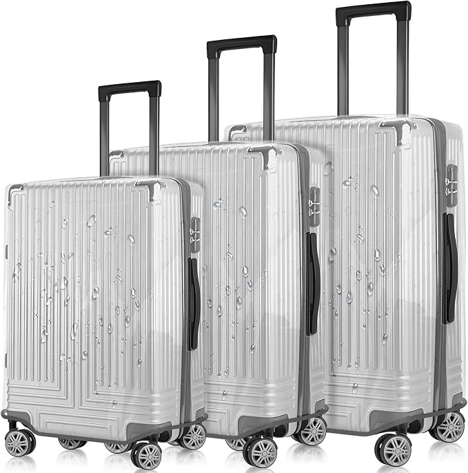 0.4mm Thick Transparent PVC Luggage Protector Cover Set, Waterproof TSA by Gigabit