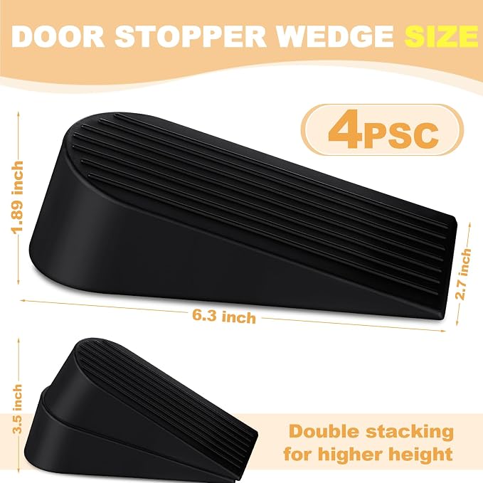 Frienda 4 Pack Large Door Stoppers Heavy Duty Rubber Stopper - Image 2