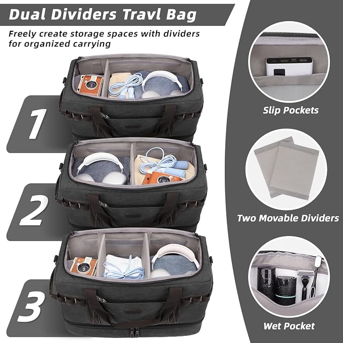 ZOMFELT Travel Duffle Bag for Men, Waterproof Canvas Overnight Duffel Bag - Image 2