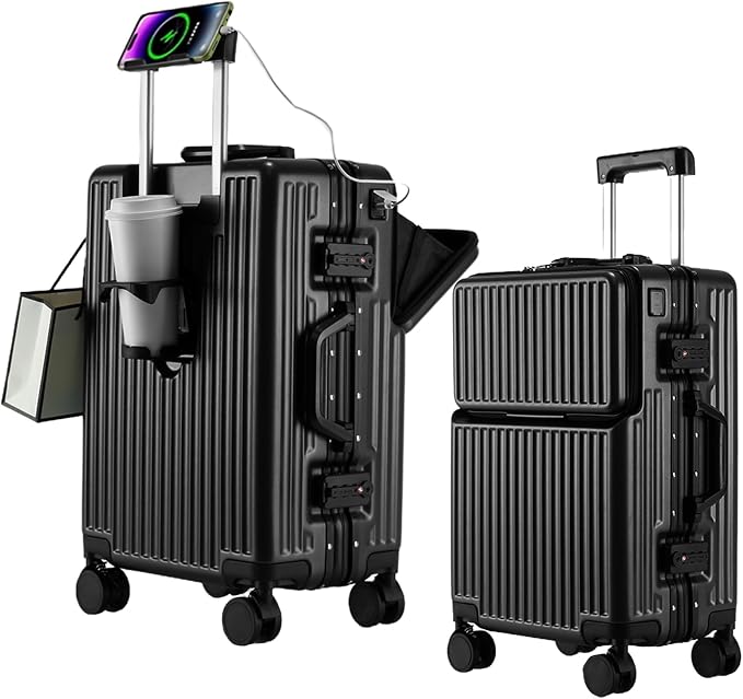 2-Piece Hardshell Zipperless Luggage Set, 20/26" Aluminum Frame Hardshell by cycyCarry