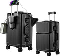 2-Piece Hardshell Zipperless Luggage Set, 20/26" Aluminum Frame Hardshell by cycyCarry