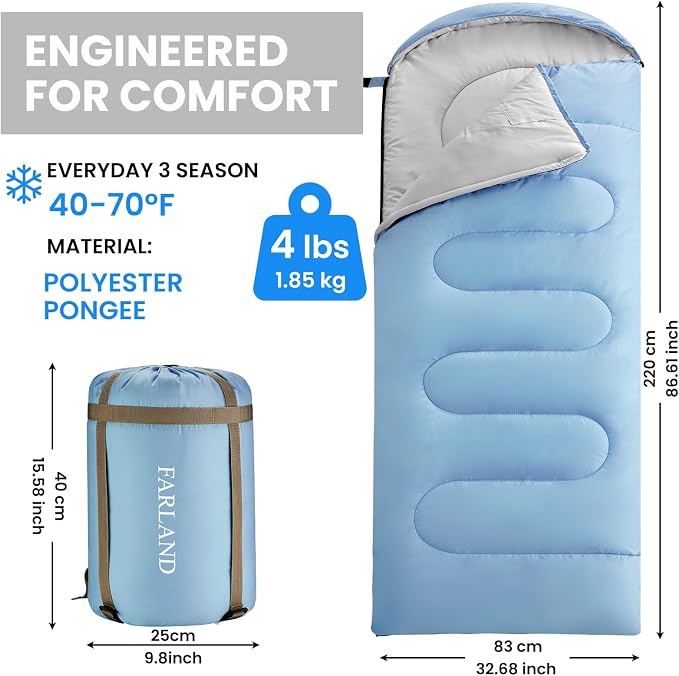 FARLAND Sleeping Bags 30℉ for Adults Teens Kids - Image 2